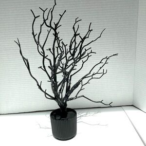 Gothic Black Jewelry Holder Tree in Flower Pot Decor Centerpiece 14 in Tall
